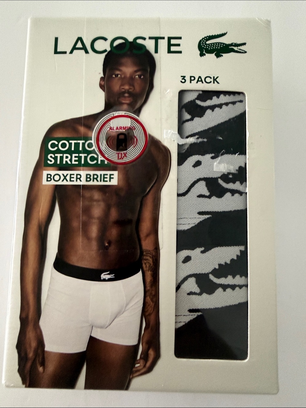 Lacoste Men's Black Boxer Briefs with Black Waistband (3 Pack)